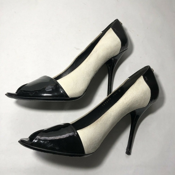 Gucci Peep Toe Black White Suede Bacall 10.5 - Picture 8 of 8